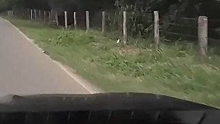 Risky Masturbation in the Car with a Hot Girl at the Bus Stop in Public!