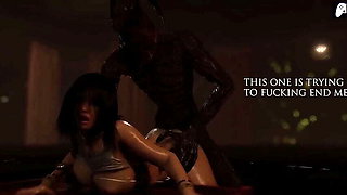 (4K - Love Wolf) Big-titted teen has a wild ride with a giant-cocked monster and loves every moment of it