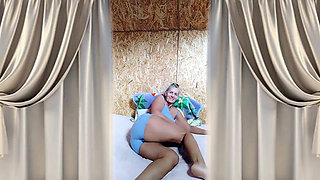 Hot Housewife Lukerya Is Busy Having Fun on a Large Bed.