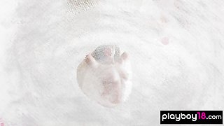 Big juggs naked 18yo radiates confidence