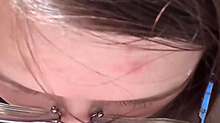 Outdoor Village Blowjob - Glasses Girl Lets the Load Run From Her Mouth