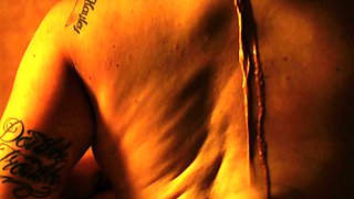 Dissolute piss fetish fingers her erotic pearl