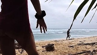 Public Beach Butt Plug Insertion by a Solo Female