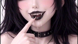 Hot 3d anime goth baddie fingering in white space