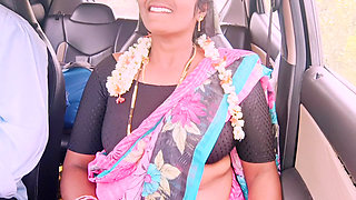 Desi bhabi  betrays her husband by going on secret long drives with his younger brother.. Car sex Telugu dirty talks.