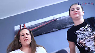 Giantess Friends with Huge Feet Size 45 and 42