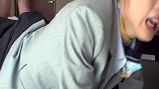 Elegant Flight Attendant. Gentle Smile Turns Into Intense Desire!