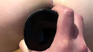 Big white ass in the bathroom masturbating with toy