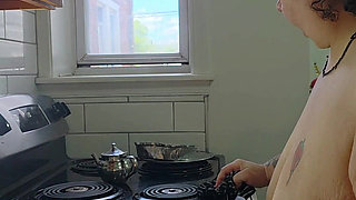 Nude Housecleaning - Washing Dishes