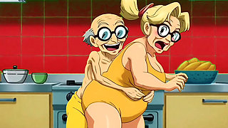 Hentai Granny Gets Double Hot Love for Breakfast