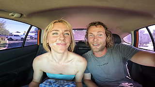 Petite Blonde Deepthroats Cock in Public Parking Lot
