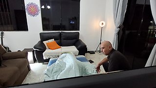 She drains and desires of her neighbor massaging her.