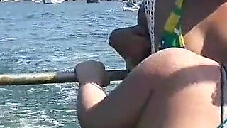 Exhibitionism on the Boat in Public with Paty Butt and Her Cousin Agatha Ludovino