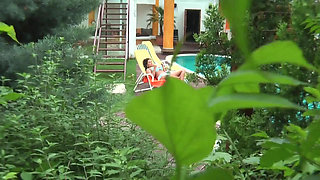 Blonde Babe Sucks Cock and Spreads Pussy in Workshop