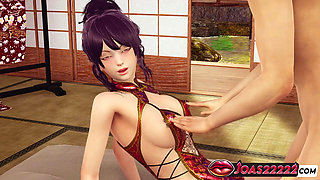 3D Hentai Hot Anime Girl Motoko in Japanese Room - Big Tits Massage, Moaning Pussy Licking in Piledriver Position, Dildo Squirt