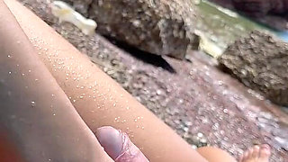 Super Risky Blowjob on Beach with 18yo Amateur Teen - Yoya Grey