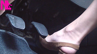 Revving and Driving in Light Brown Peeptoe Sandals