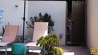 Daddy4k. pool becomes a good place for minxs hot sex with bf's dad