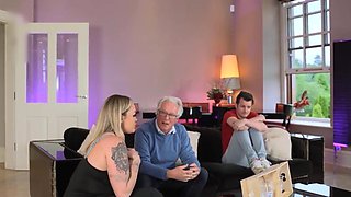 Frisky blonde housewife milks and rides her brother-in-law