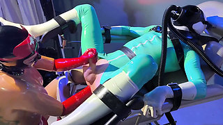 Fisted with Gas Mask on Gynecoligic Chair in Dungeon