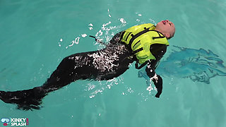 Neoprene Lust: Inflatable Snorkel Vest Pleasure in the Pool