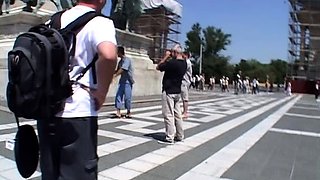 Brunette Amateur Nailed Outdoors In Public