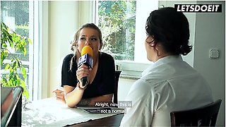 Blonde German Milf Interviews Him At The Table... Then She Starts Begging For His Cock - Sexy Susi