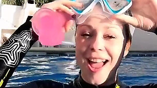 Underwater Blowjob Challenge - Gagging on My Sinking Dildo