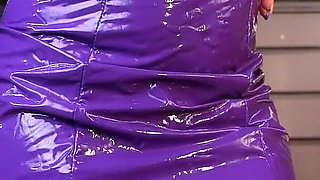 Sfw Latex Fetish! Blonde in the Violet Latex Dress