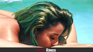 FILTHY TABOO - Oiled Poolside Stepsisters XxLayna & Roxie Lesbian 69