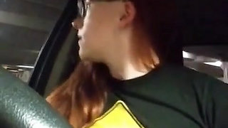 Risky Parking Garage Clit Rubbing Car Masturbation