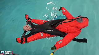Human Life Raft - Inflated Suit Slave Pool Domination
