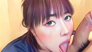 Seductive hentai cocksucker gets what's cumming to her