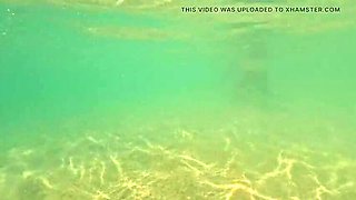 Emma Voyeur Naked Underwater Beach Tease - Big Booty MILF Flashing Tits & Pussy in Ocean