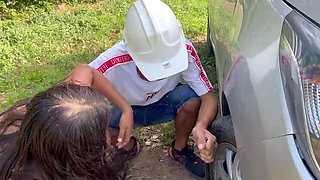 Hilary Palvin Fucks Stranger For Car Repair - Rough Anal & Squirting Orgasm in Vehicle