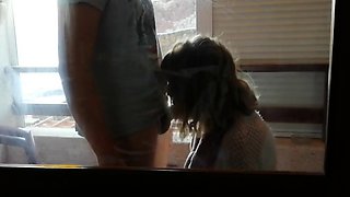 Public Blowjob on the Balcony - She doesn't Care about Neigh