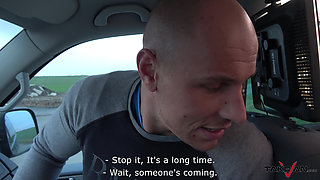 Redhead whore likes when the fucker glazes her boobs with jizz