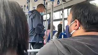 Latina masturbates and squirts on the bus