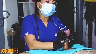 Nurse Femdom CBT Medical Exam with DominaFire - Cock Sounding & Handjob