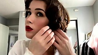 Cute curly brunette solo webcam masturbation