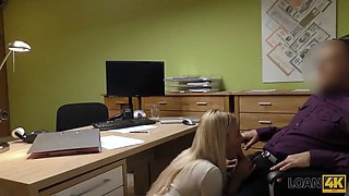 Loan4k. blond lassie gives herself to agent in office in...
