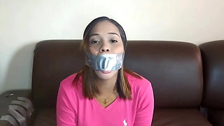 Duct Tape Cleave Gagged Beauty Has Sensitive Gag Reflex!