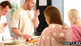 Four Old Friends Reunite – Turns into Wild Group Fuck at Country House