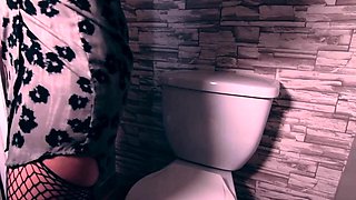 Masturbating at Work Party in Bathroom