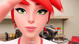 Hot 3D redhead licking a pussy while getting fucked