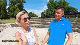 Busty Blonde Stepmom Titty Fucks Step Son at Roman Ruins - Big Tits MILF Learns New Trick!