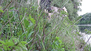 My First Public Undressing and Pussy Masturbation. Erotic Nature Walk by the Lake
