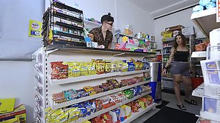 British Teens Fucked Hard in Corner Shop - Big Ass PAWG Gets Doggy Style
