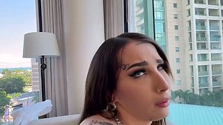 Big tit blonde her busty brunette GF share big cock