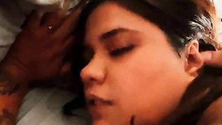 Big beautiful slutty wife eats my big white cock for